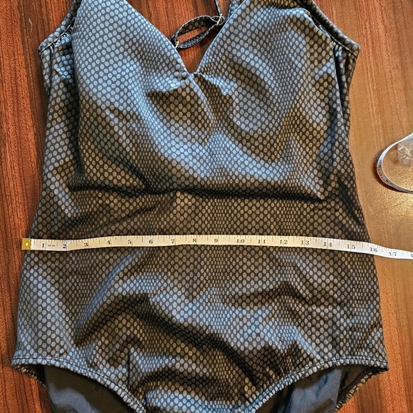 Chico’s Swim Animal Foil Black Gray Sweetheart Mio One Piece Swimsuit Sz 16 NWT - Picture 8 of 15